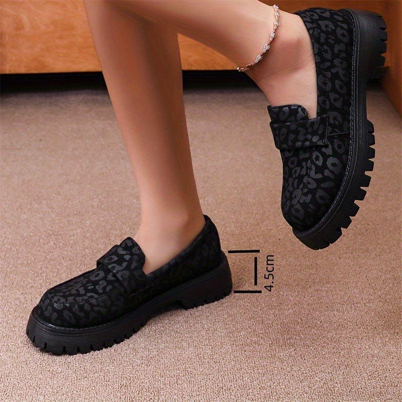 Casual Leopard Print Loafers for Women - Comfortable All-Season Slip-Ons with Non-Slip Rubber Sole, Fabric Insole, Plain Toe Design, Man-Made Upper - Taizhou Boat Shoes