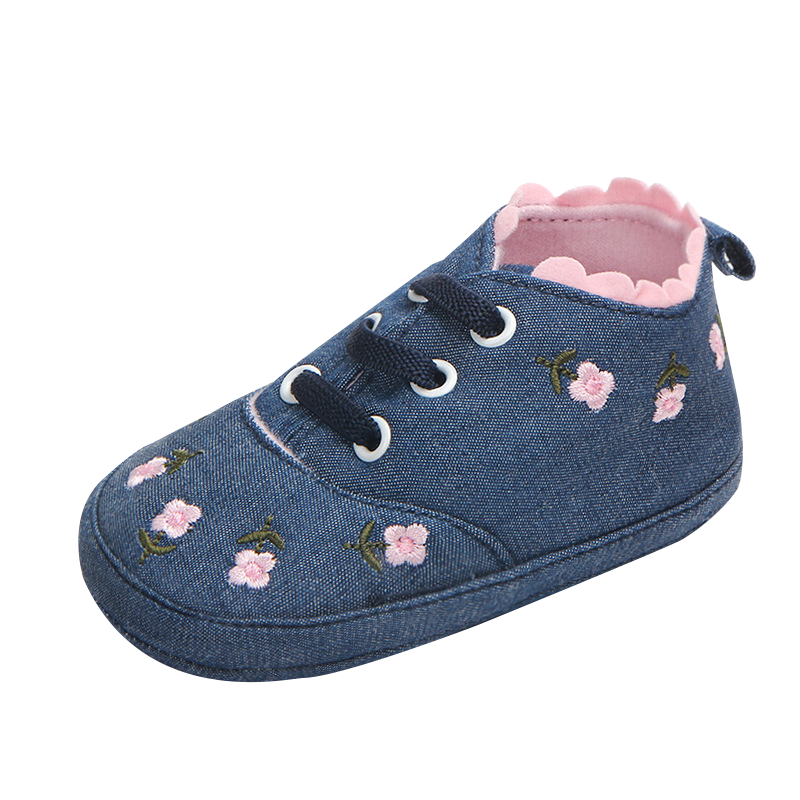 I LOVE DADDY&MUMMY-Cute Flower Baby Canvas Shoes Infant Girls Soft Sole Flats Newborn Casual Shoes Toddler Autumn Indoor Shoes