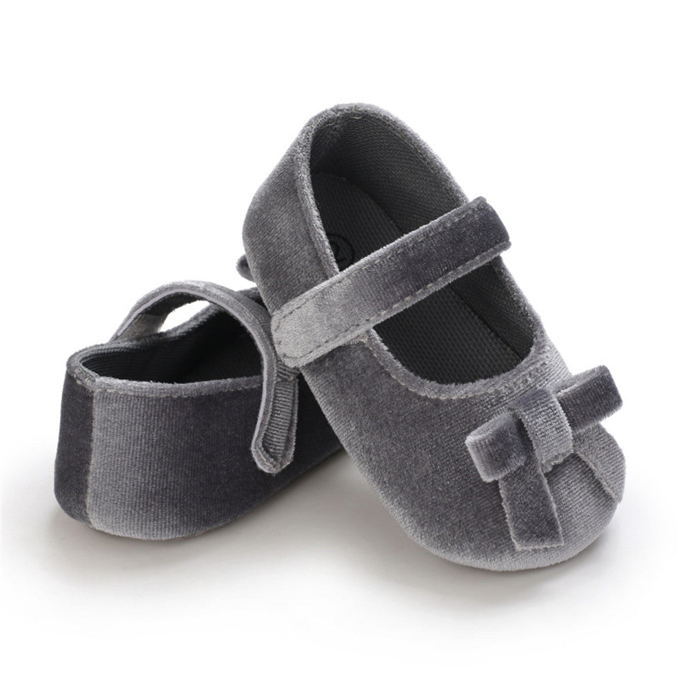 1 Pair oddler Prewalker Shoes Cotton Bowknot Soft-soled Baby Princess Shoes For 0-18 Months color