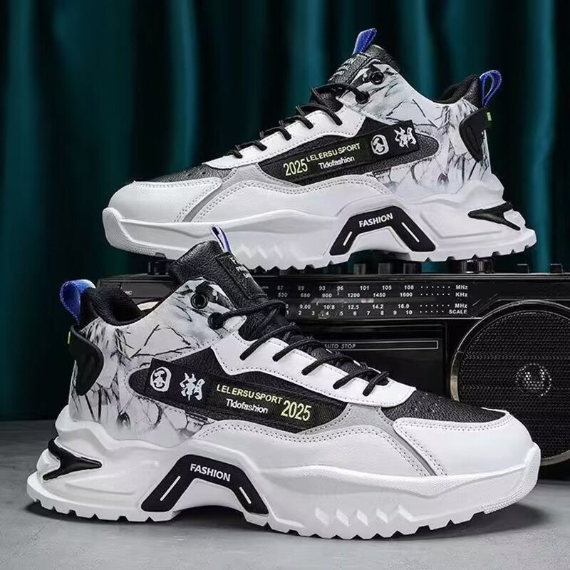 Autumn high-top men's shoes fashion new style white sports shoes male student ins trendy running casual daddy shoes