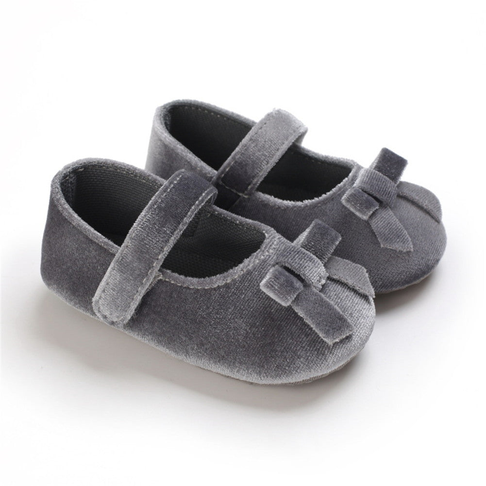 1 Pair oddler Prewalker Shoes Cotton Bowknot Soft-soled Baby Princess Shoes For 0-18 Months color
