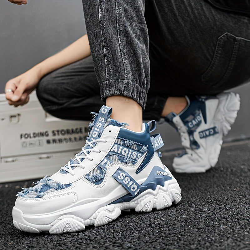 Men's Stylish Denim-Style High-Top Sneakers