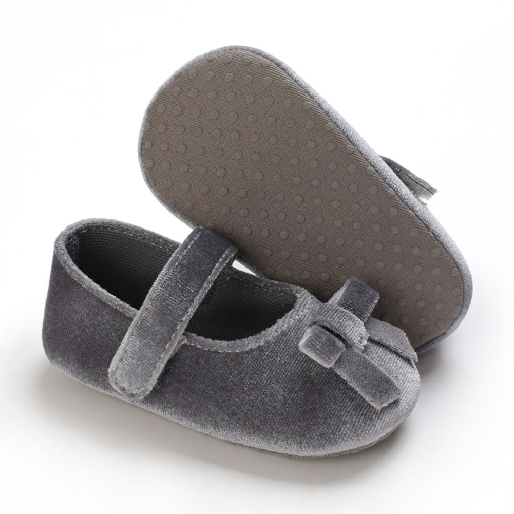 1 Pair oddler Prewalker Shoes Cotton Bowknot Soft-soled Baby Princess Shoes For 0-18 Months color