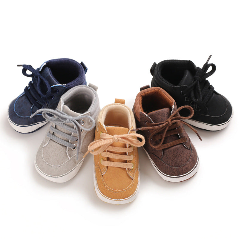【Amnber Berry Mall】Baby shoes spring / autumn models male baby Boy shoes soft sole casual shoes PU lace-up toddler shoes walkers
