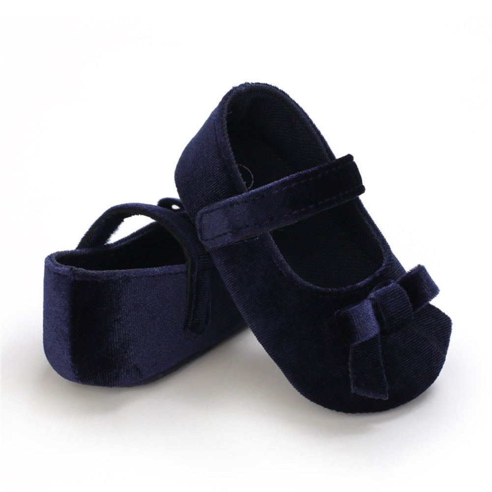 1 Pair oddler Prewalker Shoes Cotton Bowknot Soft-soled Baby Princess Shoes For 0-18 Months color