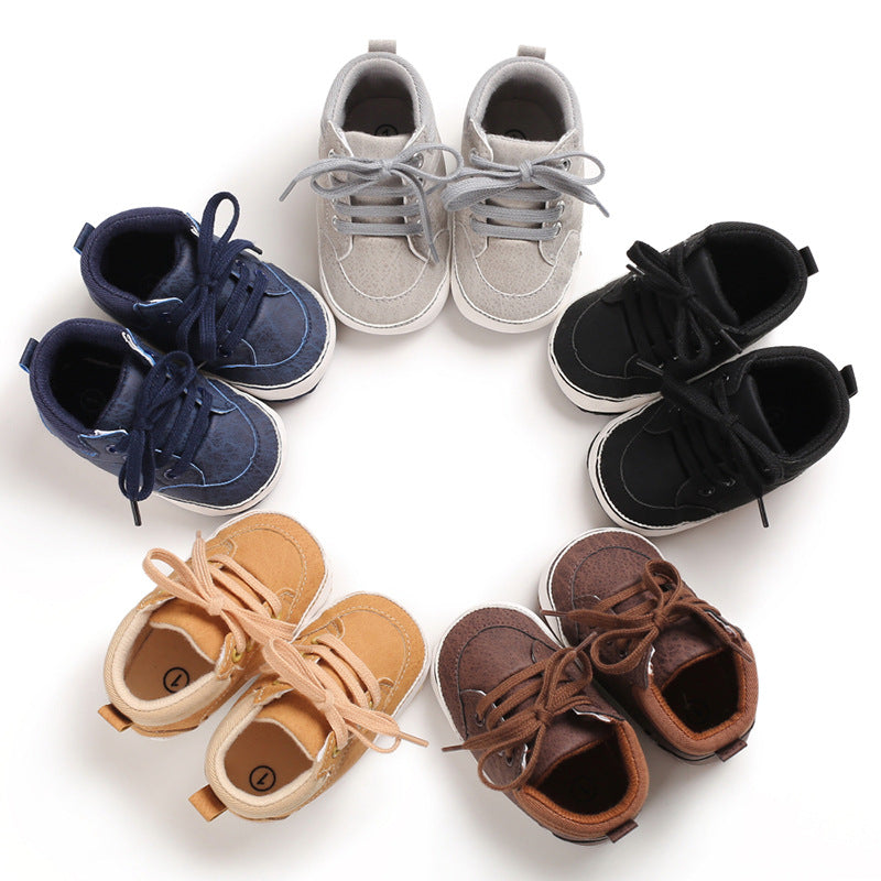 【Amnber Berry Mall】Baby shoes spring / autumn models male baby Boy shoes soft sole casual shoes PU lace-up toddler shoes walkers