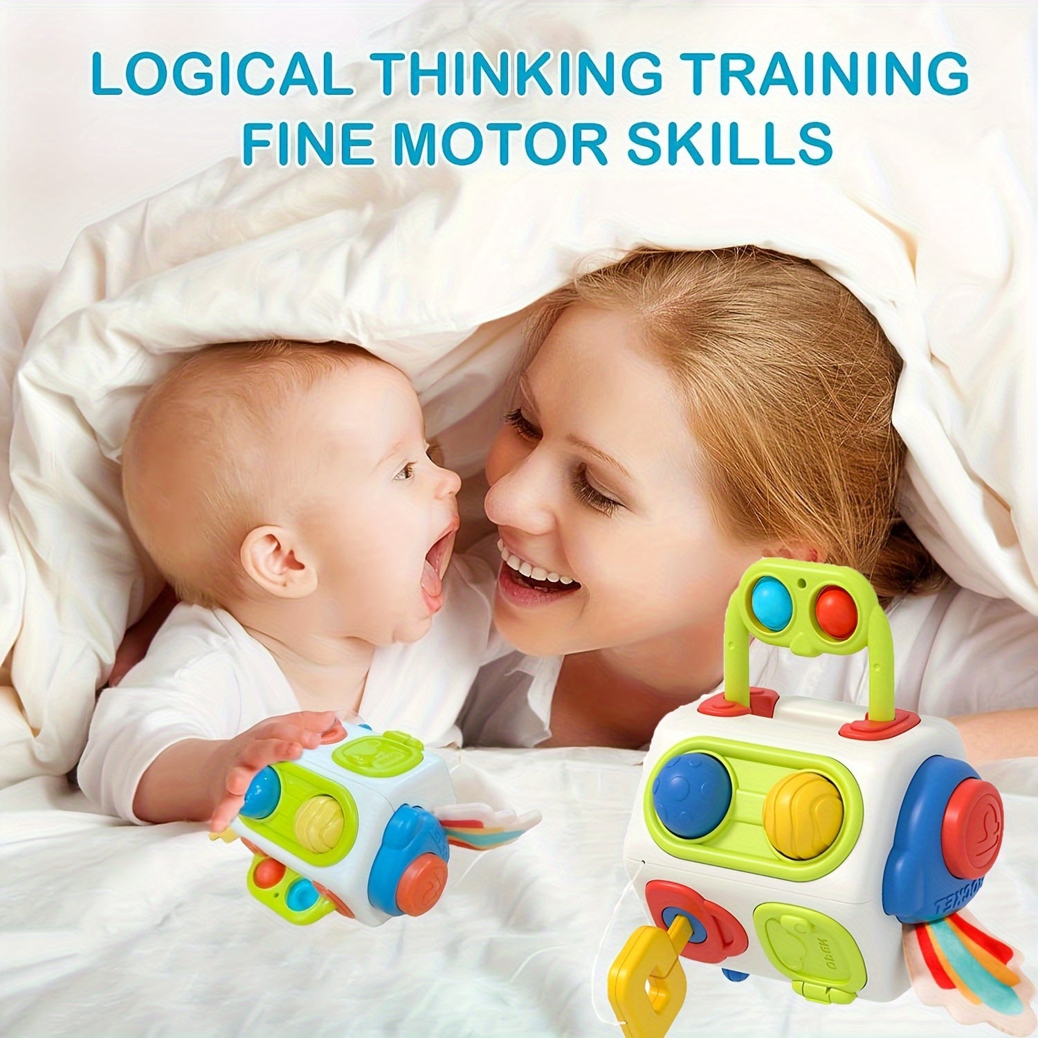 10-in-1 Busy Cube: Montessori Sensory Activity Board for Toddlers