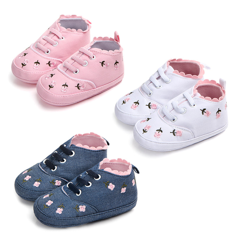 I LOVE DADDY&MUMMY-Cute Flower Baby Canvas Shoes Infant Girls Soft Sole Flats Newborn Casual Shoes Toddler Autumn Indoor Shoes