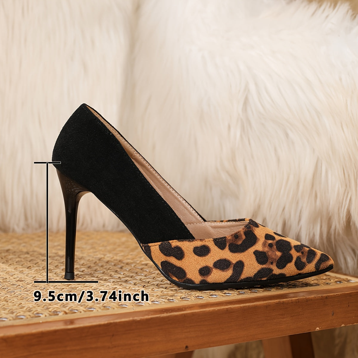 Chic Leopard Print Stiletto Heels for Women - Pointed Toe, Velvet Upper with Faux Cover Lining & TPU Sole