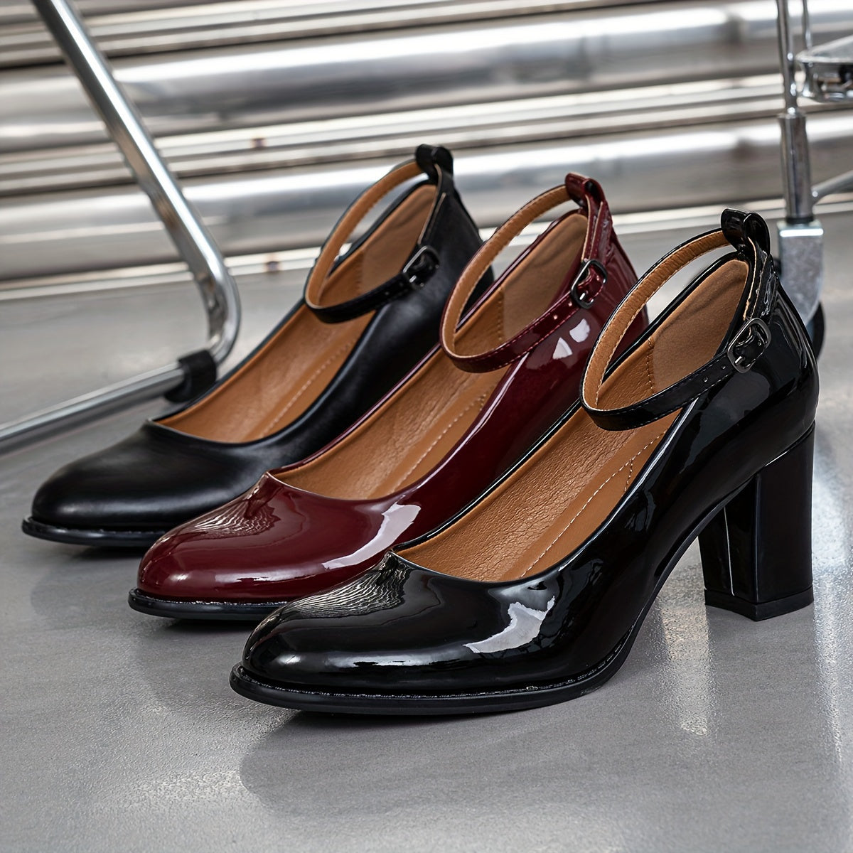 Chic Women's Block Heel Pumps - Faux Cover, Round Toe, High Heels for All Seasons