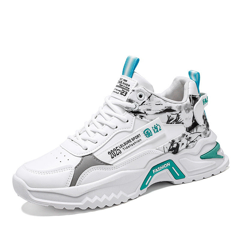 Autumn high-top men's shoes fashion new style white sports shoes male student ins trendy running casual daddy shoes