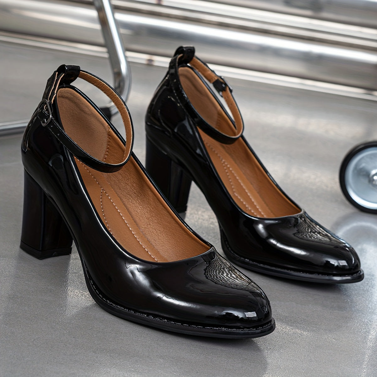Chic Women's Block Heel Pumps - Faux Cover, Round Toe, High Heels for All Seasons