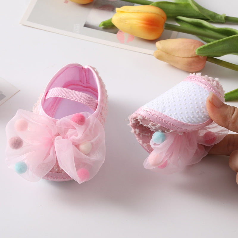 Baby Girl Bowknot Princess Shoes Toddler Soft Sole Walking Shoes Headband Set Newborn Baby Soft Anti-slip Infant Hair Accessorie