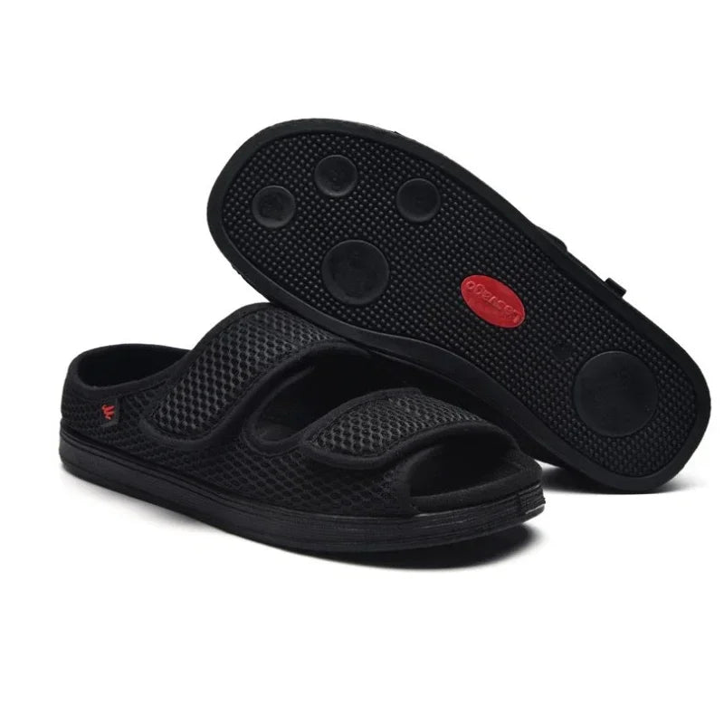Summer Comfortable Diabetes Shoes Fat Thumb Instep Height Foot Code Middle-Aged Elderly Sandals Swollen Adjustable Slippers
