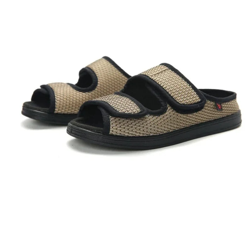 Summer Comfortable Diabetes Shoes Fat Thumb Instep Height Foot Code Middle-Aged Elderly Sandals Swollen Adjustable Slippers
