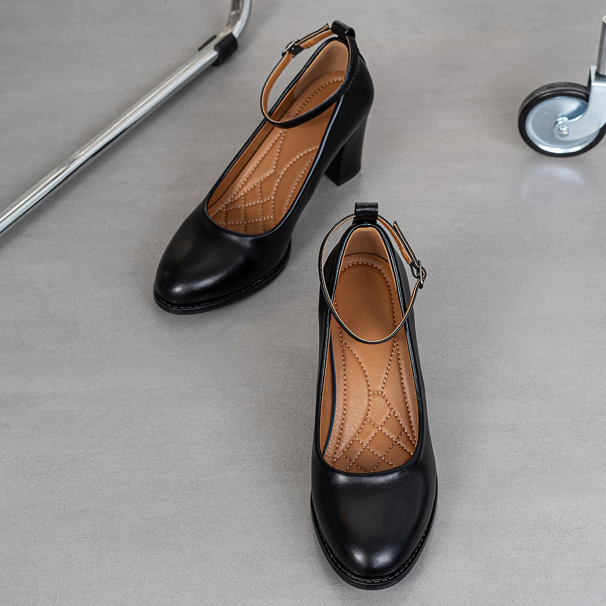 Chic Women's Block Heel Pumps - Faux Cover, Round Toe, High Heels for All Seasons