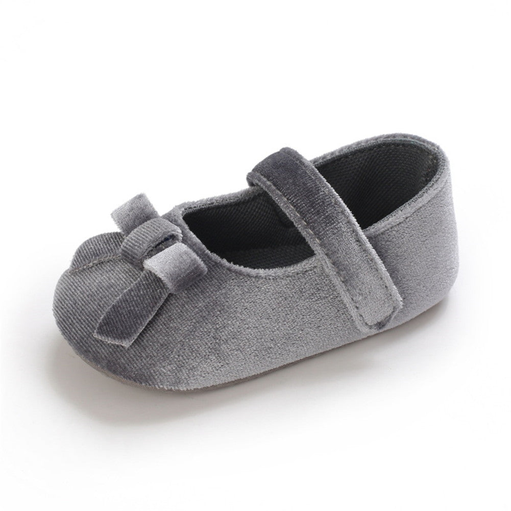 1 Pair oddler Prewalker Shoes Cotton Bowknot Soft-soled Baby Princess Shoes For 0-18 Months color