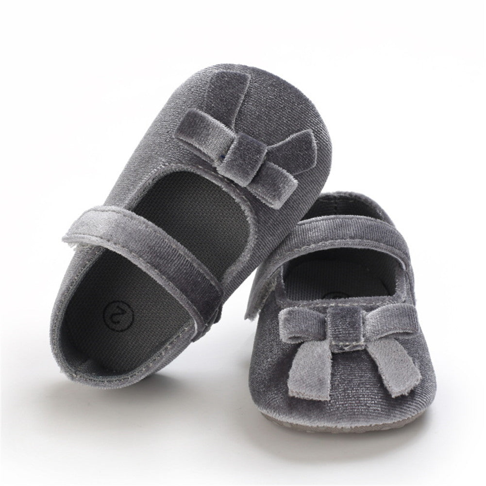1 Pair oddler Prewalker Shoes Cotton Bowknot Soft-soled Baby Princess Shoes For 0-18 Months color