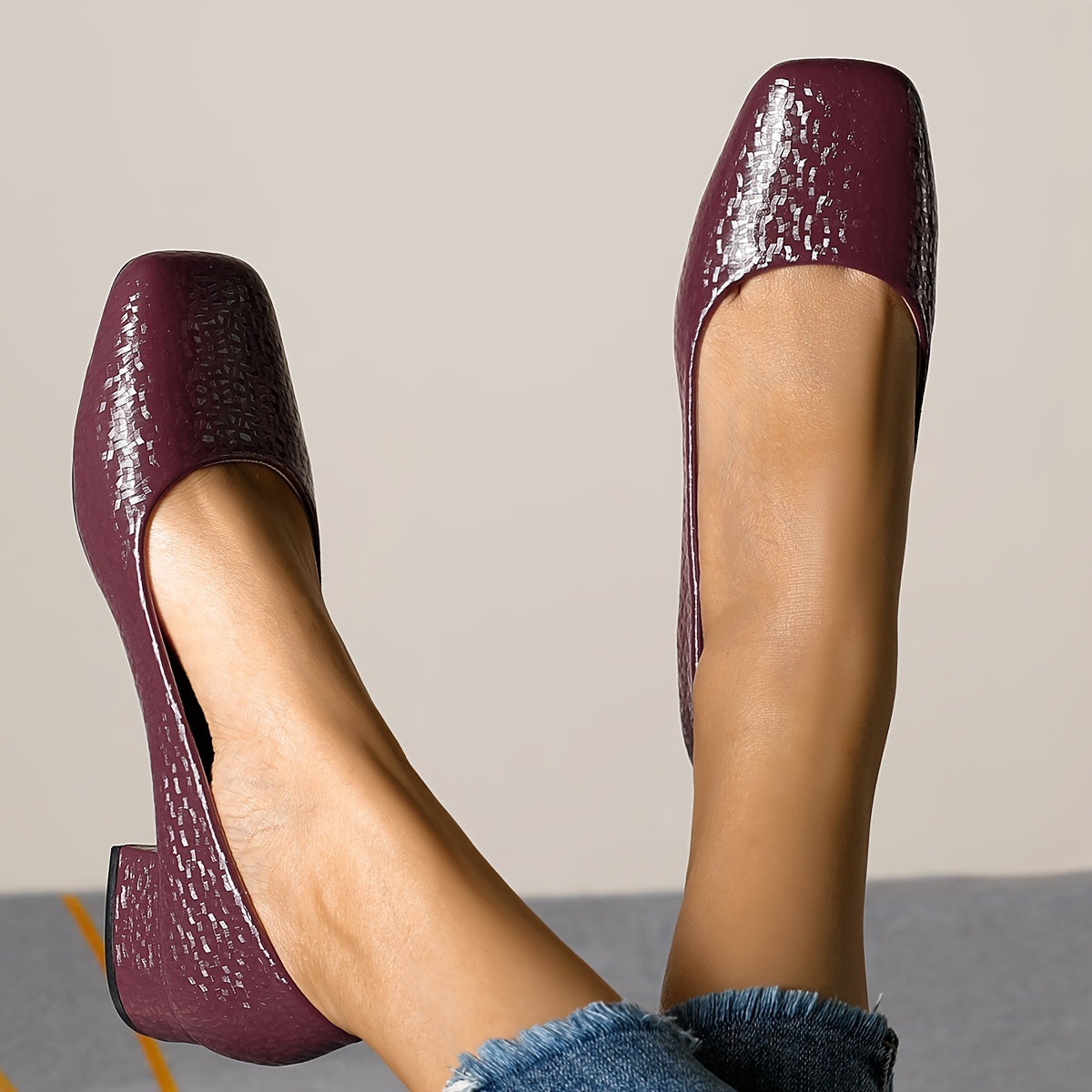 Elegant Square Toe Block Heel Pumps for Women - All-Season Versatile Low Heel Lightweight Shoes with Rubber Sole & Comfort Microfiber Insole, Professional & Casual Wear