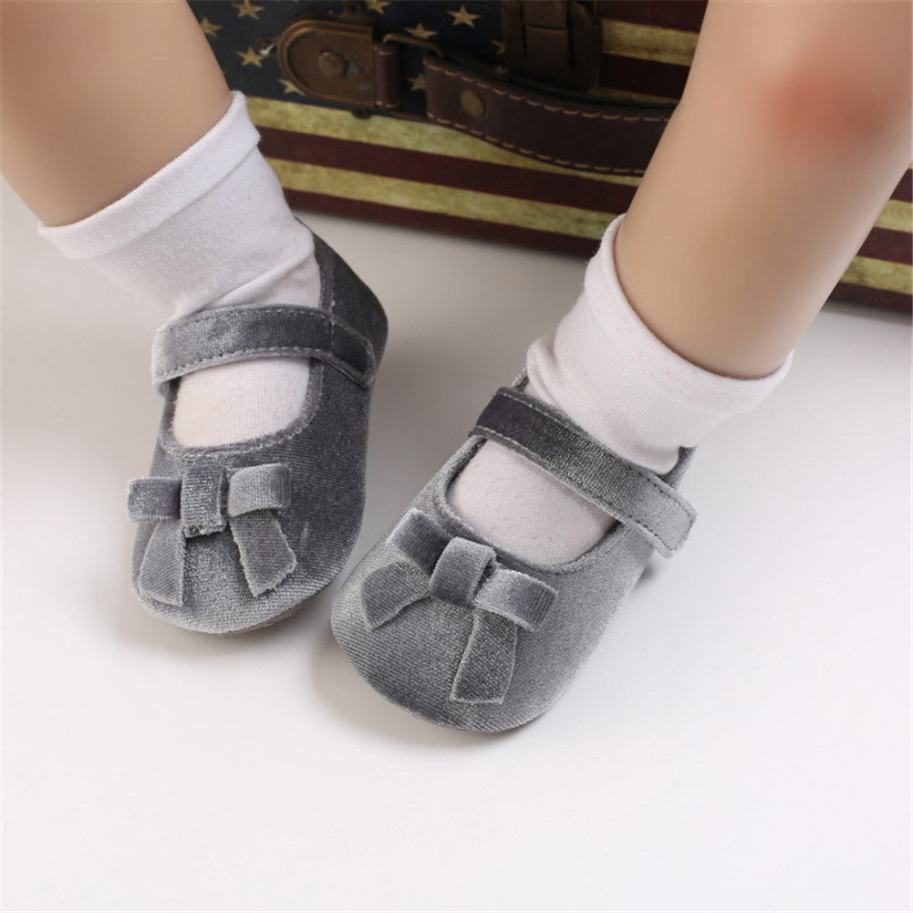 1 Pair oddler Prewalker Shoes Cotton Bowknot Soft-soled Baby Princess Shoes For 0-18 Months color