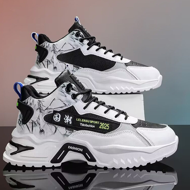 Autumn high-top men's shoes fashion new style white sports shoes male student ins trendy running casual daddy shoes
