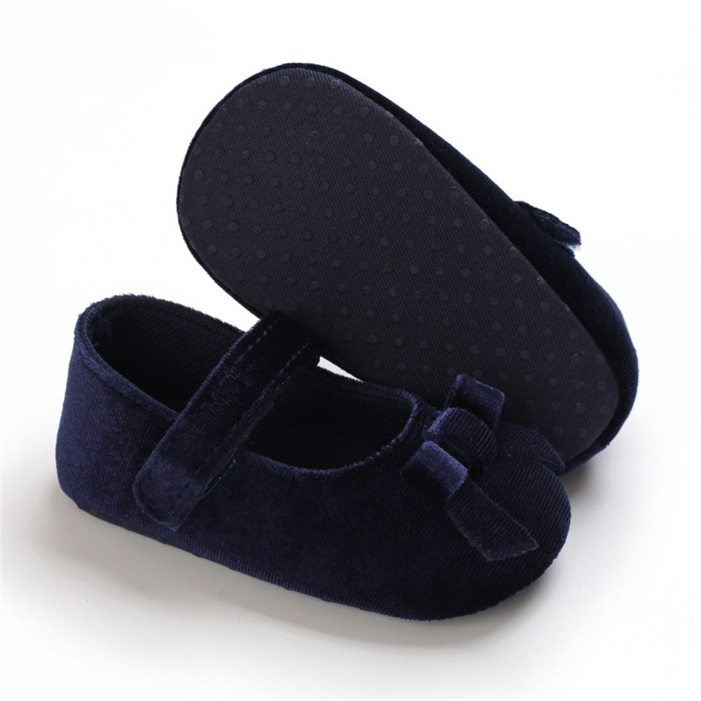 1 Pair oddler Prewalker Shoes Cotton Bowknot Soft-soled Baby Princess Shoes For 0-18 Months color