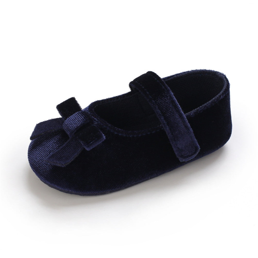 1 Pair oddler Prewalker Shoes Cotton Bowknot Soft-soled Baby Princess Shoes For 0-18 Months color