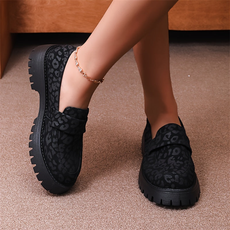 Casual Leopard Print Loafers for Women - Comfortable All-Season Slip-Ons with Non-Slip Rubber Sole, Fabric Insole, Plain Toe Design, Man-Made Upper - Taizhou Boat Shoes