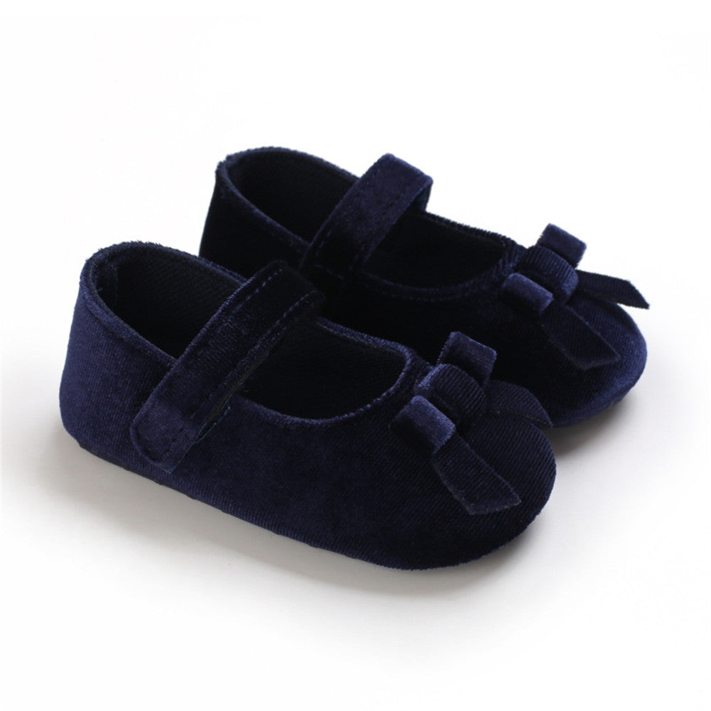 1 Pair oddler  Prewalker  Shoes Cotton Bowknot Soft-soled Baby Princess Shoes For 0-18 Months color