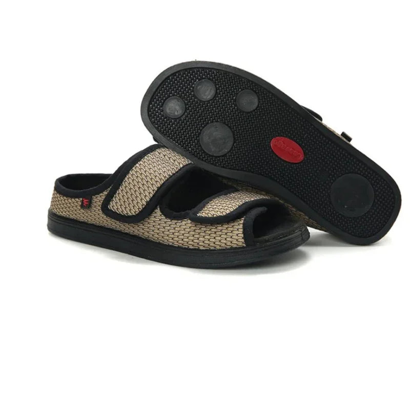 Summer Comfortable Diabetes Shoes Fat Thumb Instep Height Foot Code Middle-Aged Elderly Sandals Swollen Adjustable Slippers