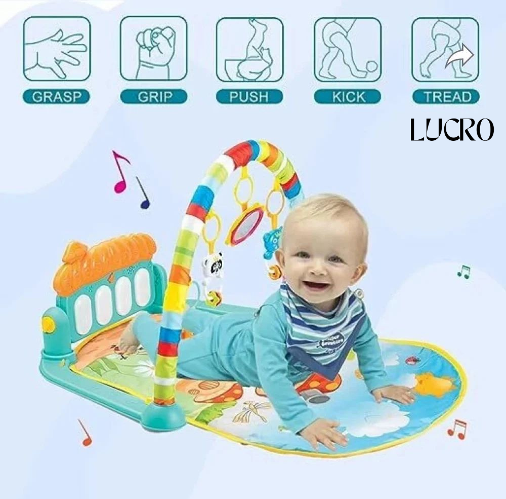 3 In 1 Newborn Baby Toddler, play mat for kids, Baby Gym, Fitness Rack Mat, playing mat for babies, Fitness Rack with Hanging Rattles, Music & Light